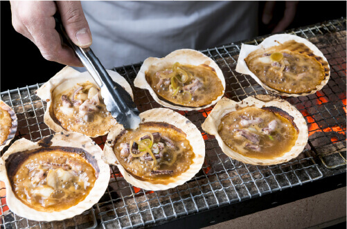 Grilled Scallops with Squid Liver Sauce